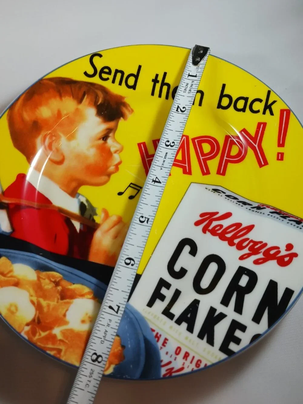 2 Collectible Kellogg's Corn Flakes 2005 Plate Send Them Back Happy Boy unique